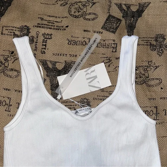 Zara NWT! White Seamless Corset Top Size M-L - Picture 6 of 13